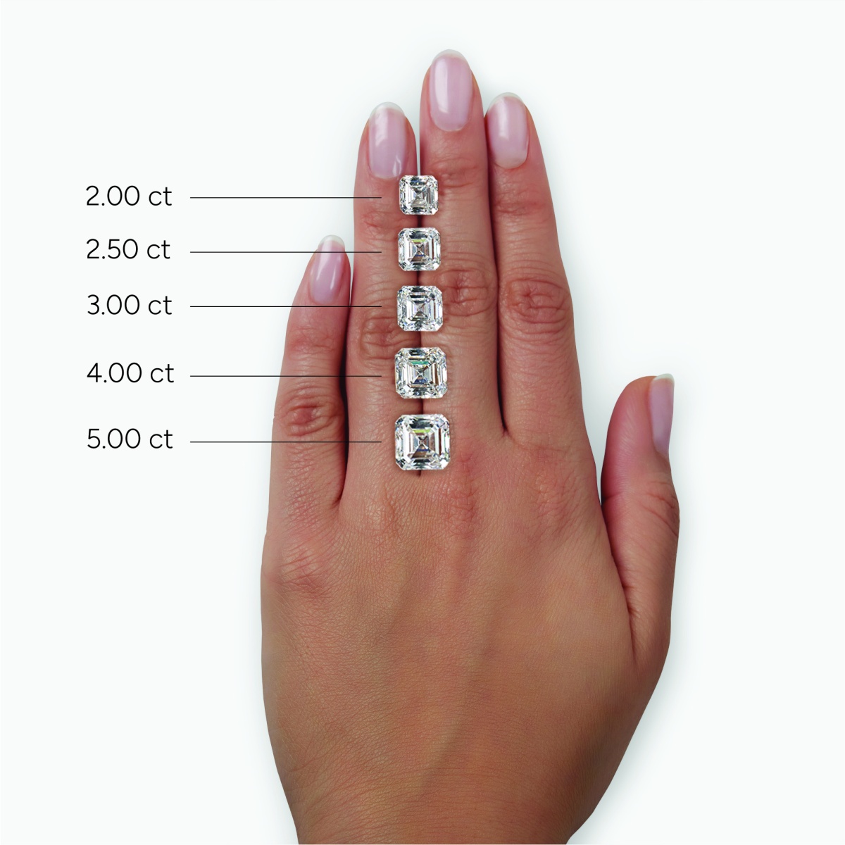 Additional Image 3 for  4 ctw Asscher Lab Grown Diamond Solitaire Engagement Ring with Round and Baguette Side Accents